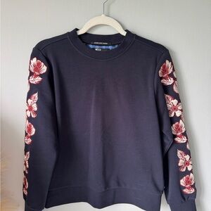 Scotch & Soda Black Sweater with Red Floral Sleeves